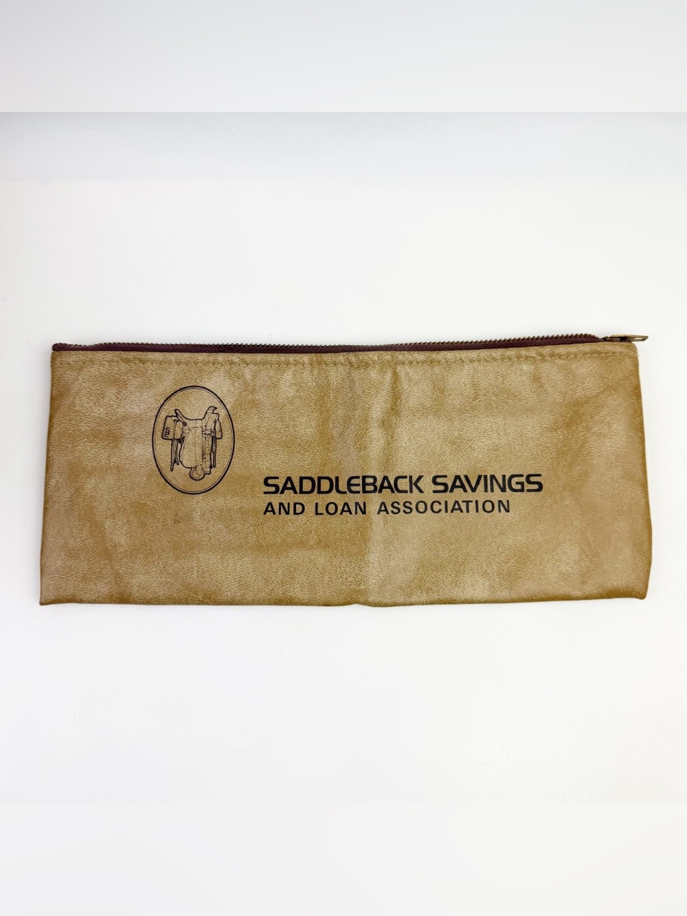Vtg Saddleback Savings & Loan Association Bag Bank Deposit Cash Pouch Bag Saddle